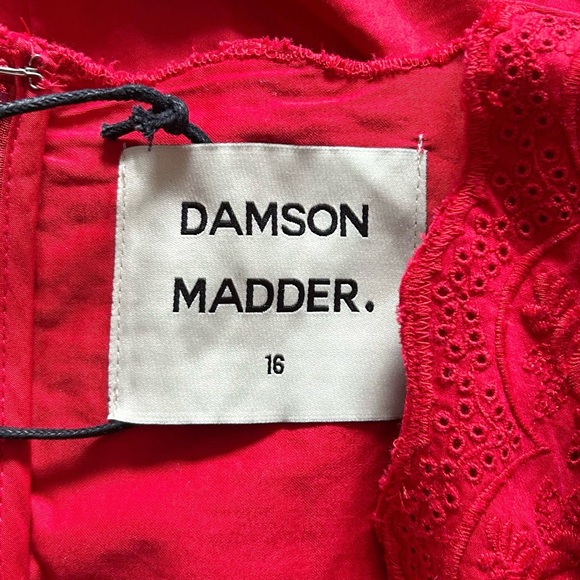 Damson Madder Aria Bow Midi Dress Red Size 16 - Picture 5 of 7